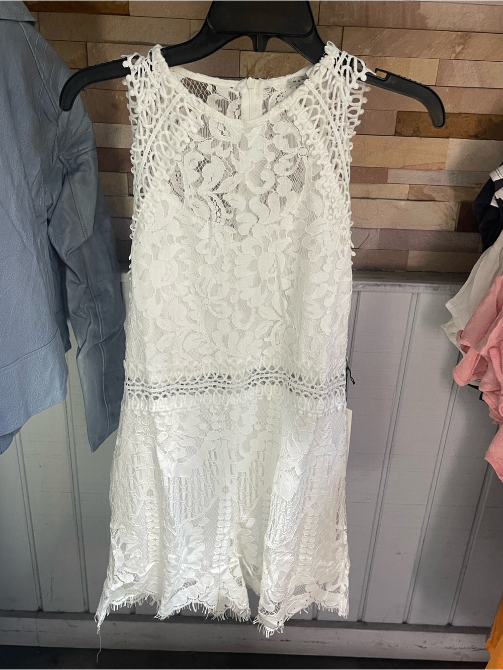 Lace Crochet Halter romper in White